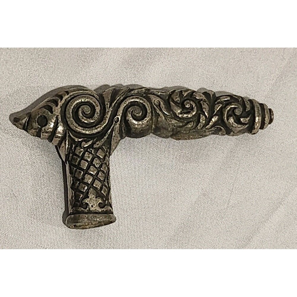 Vintage Filigree Embossed Metal Cane Handle Topper 4"